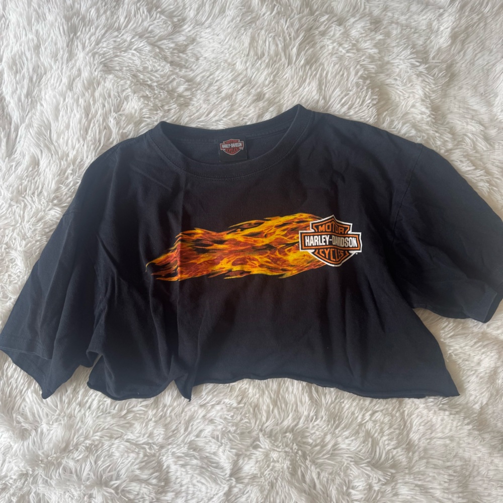 Harley-Davidson Black DIY crop top screamin eagle